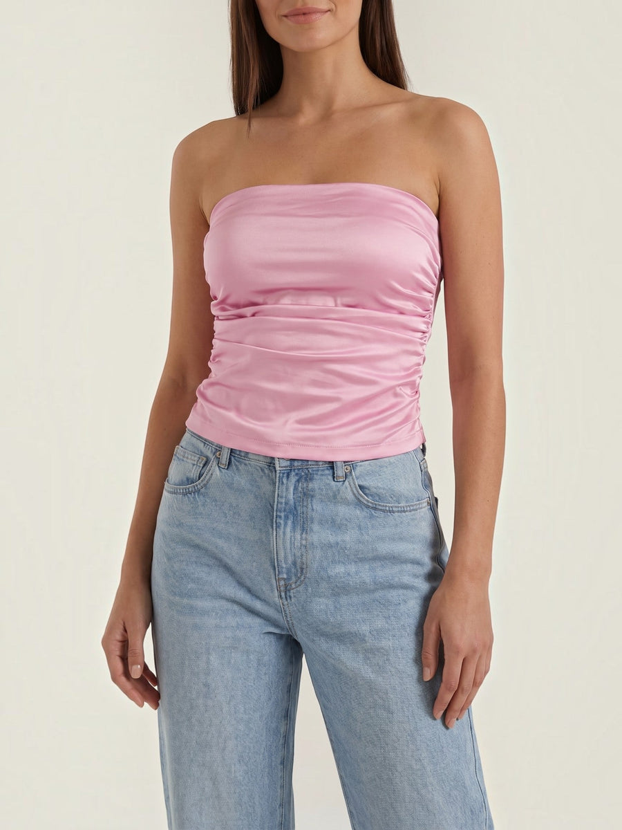 Guinevere Shimmer Ruched Bandeau Top