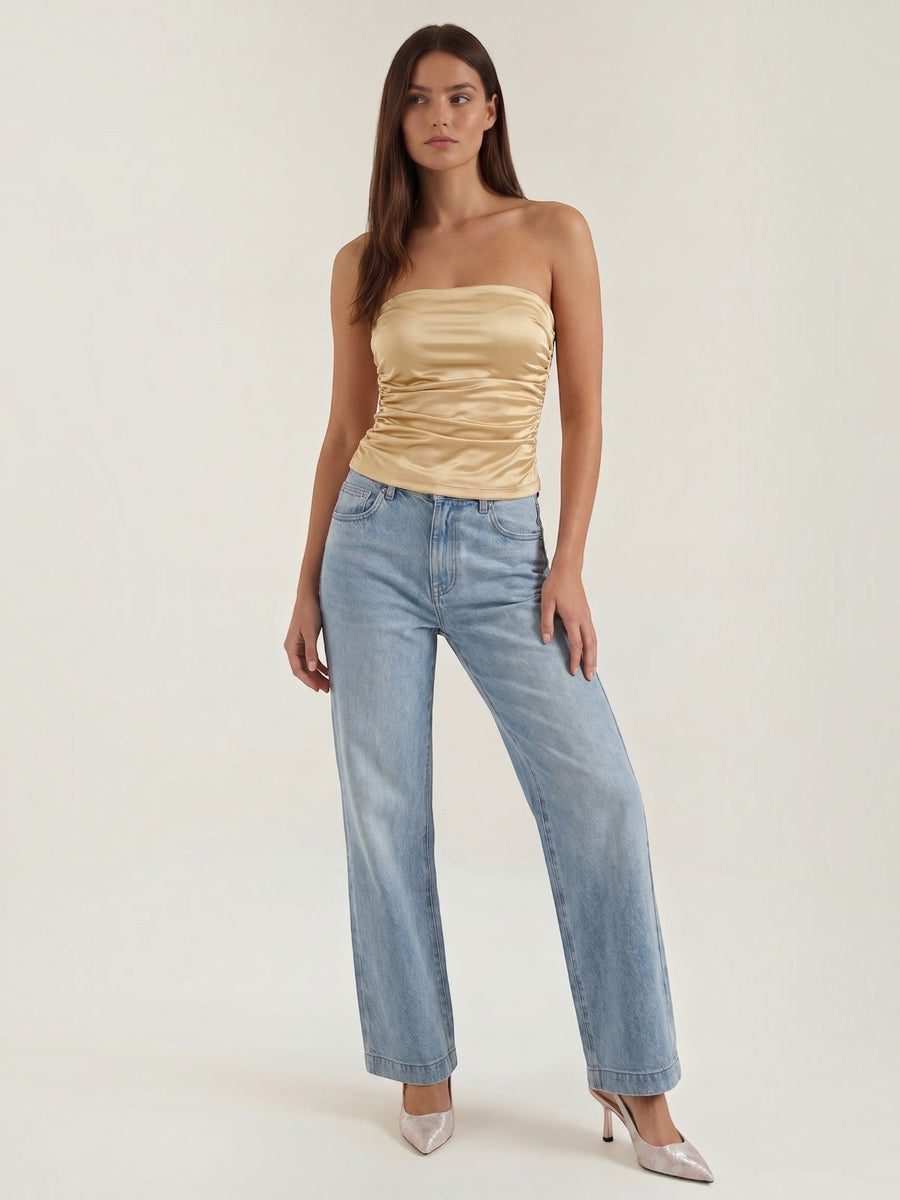 Guinevere Shimmer Ruched Bandeau Top