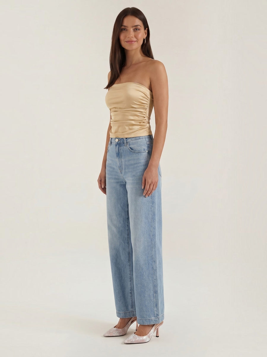 Guinevere Shimmer Ruched Bandeau Top