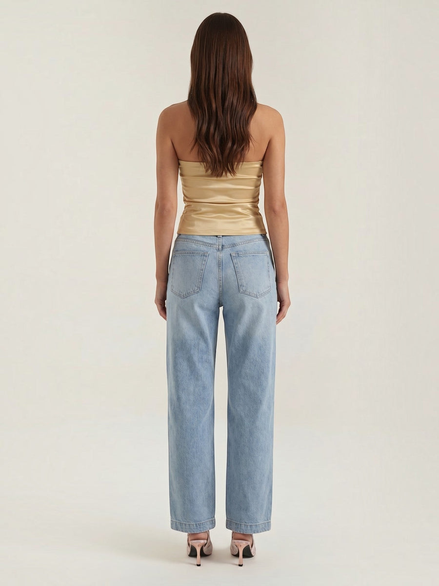 Guinevere Shimmer Ruched Bandeau Top