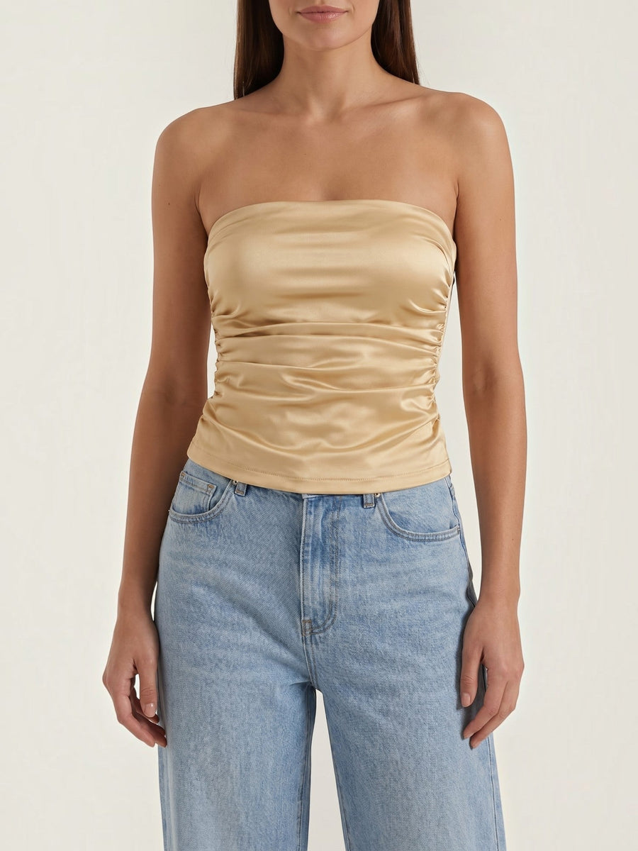 Guinevere Shimmer Ruched Bandeau Top