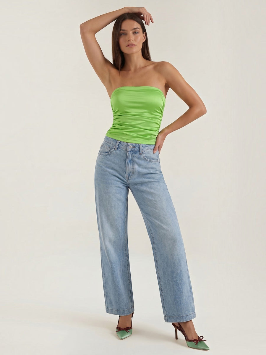 Guinevere Shimmer Ruched Bandeau Top