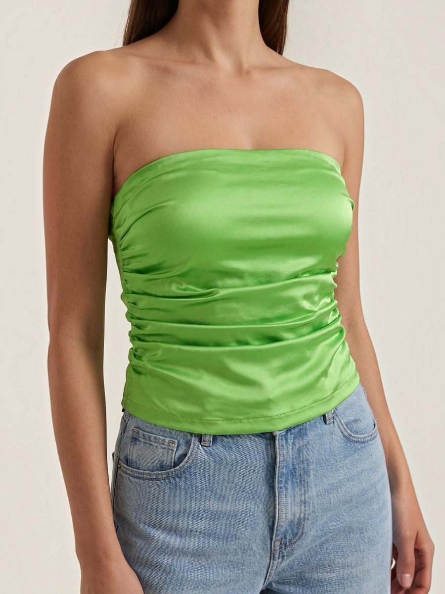 Guinevere Shimmer Ruched Bandeau Top