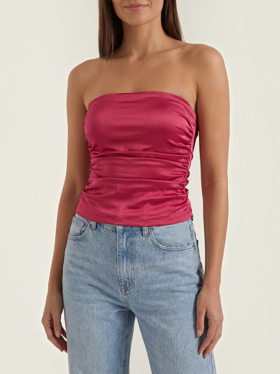 Guinevere Shimmer Ruched Bandeau Top