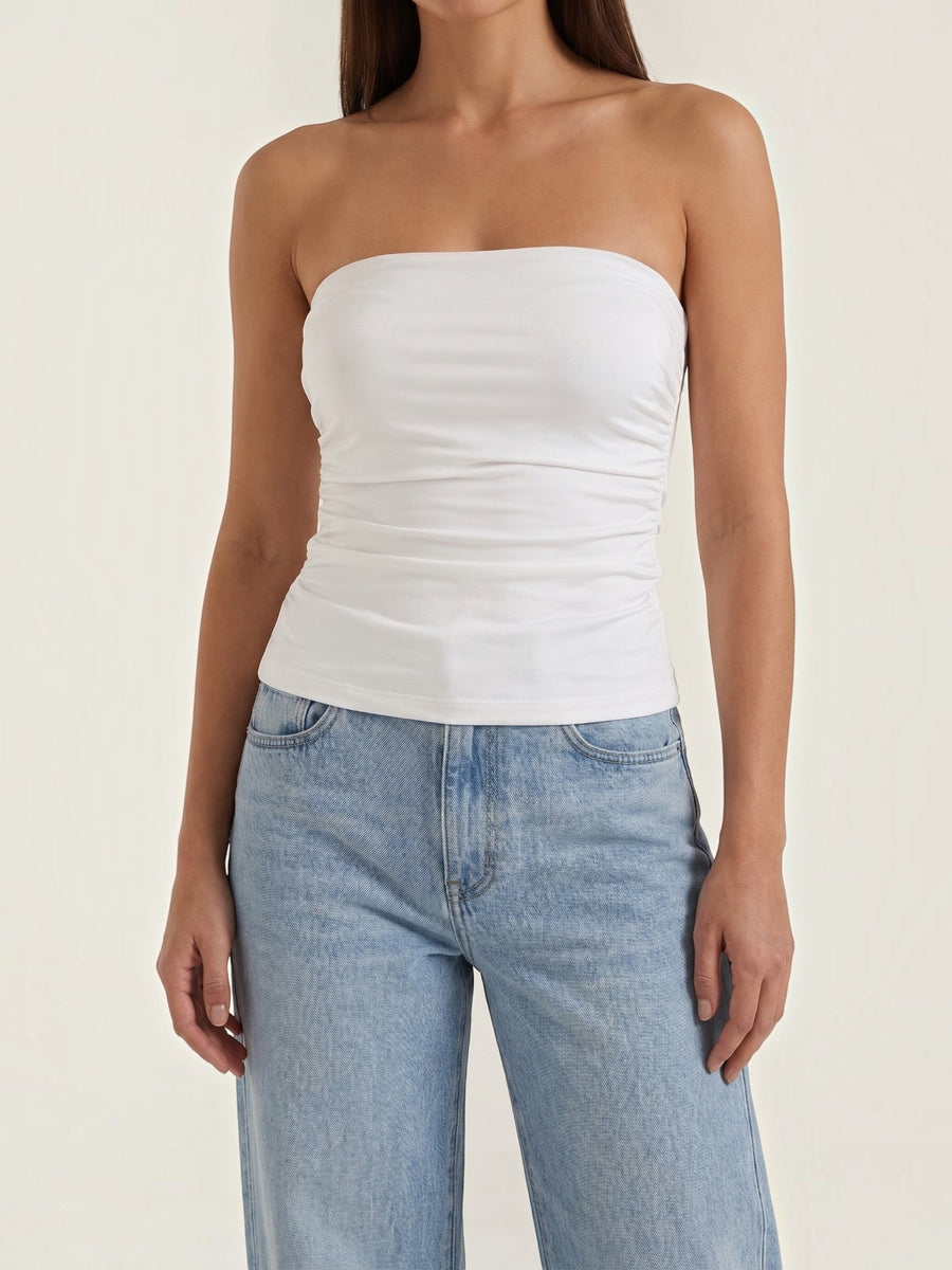 Guinevere Shimmer Ruched Bandeau Top