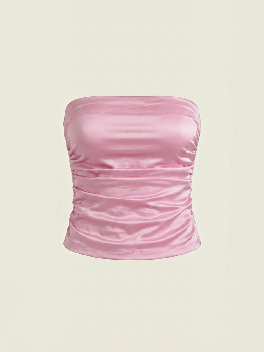 Guinevere Shimmer Ruched Bandeau Top