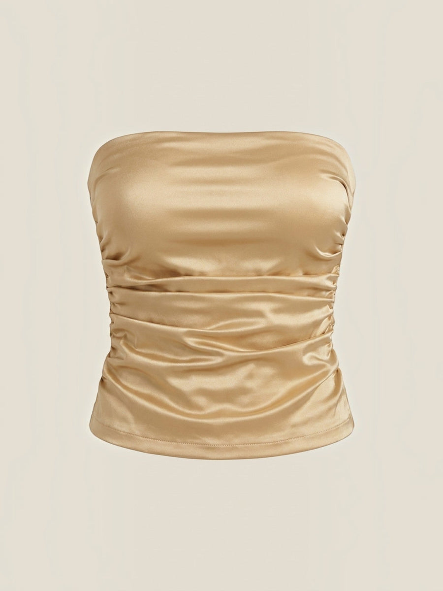 Guinevere Shimmer Ruched Bandeau Top