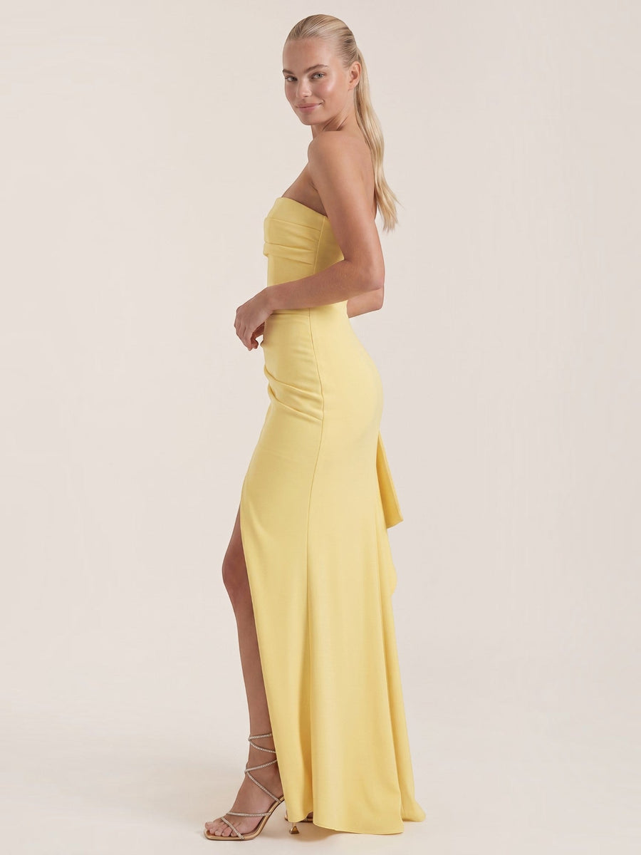Sienna Strapless Maxi Dress with Ruffle Slit