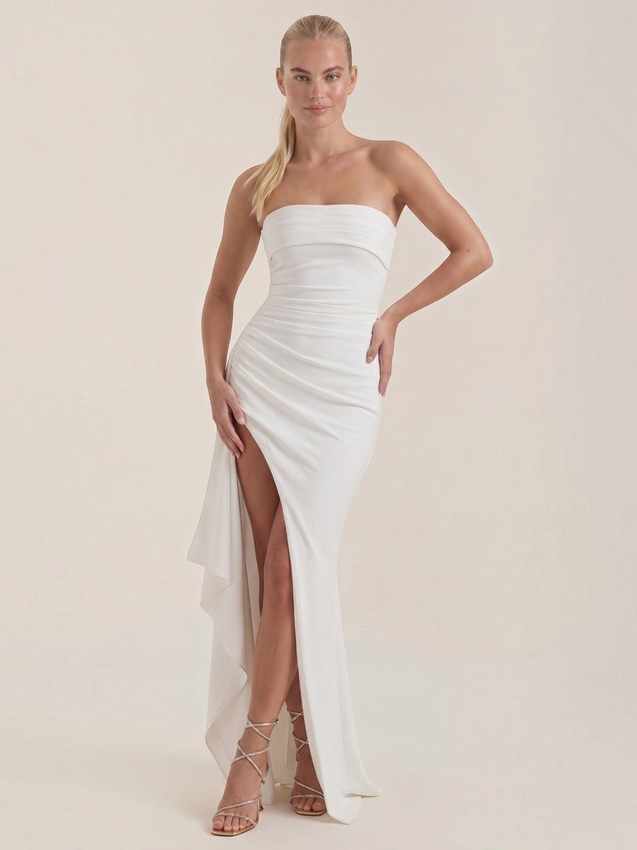Sienna Strapless Maxi Dress with Ruffle Slit