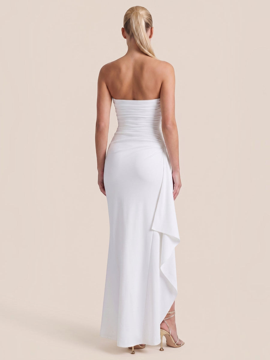 Sienna Strapless Maxi Dress with Ruffle Slit