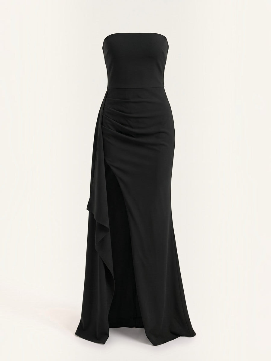 Sienna Strapless Maxi Dress with Ruffle Slit