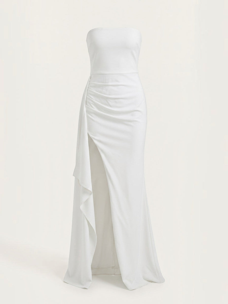 Sienna Strapless Maxi Dress with Ruffle Slit