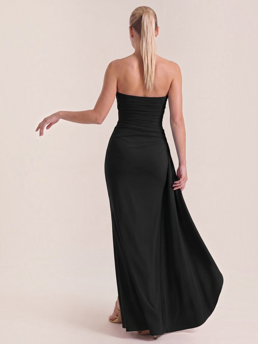 Sienna Strapless Maxi Dress with Ruffle Slit