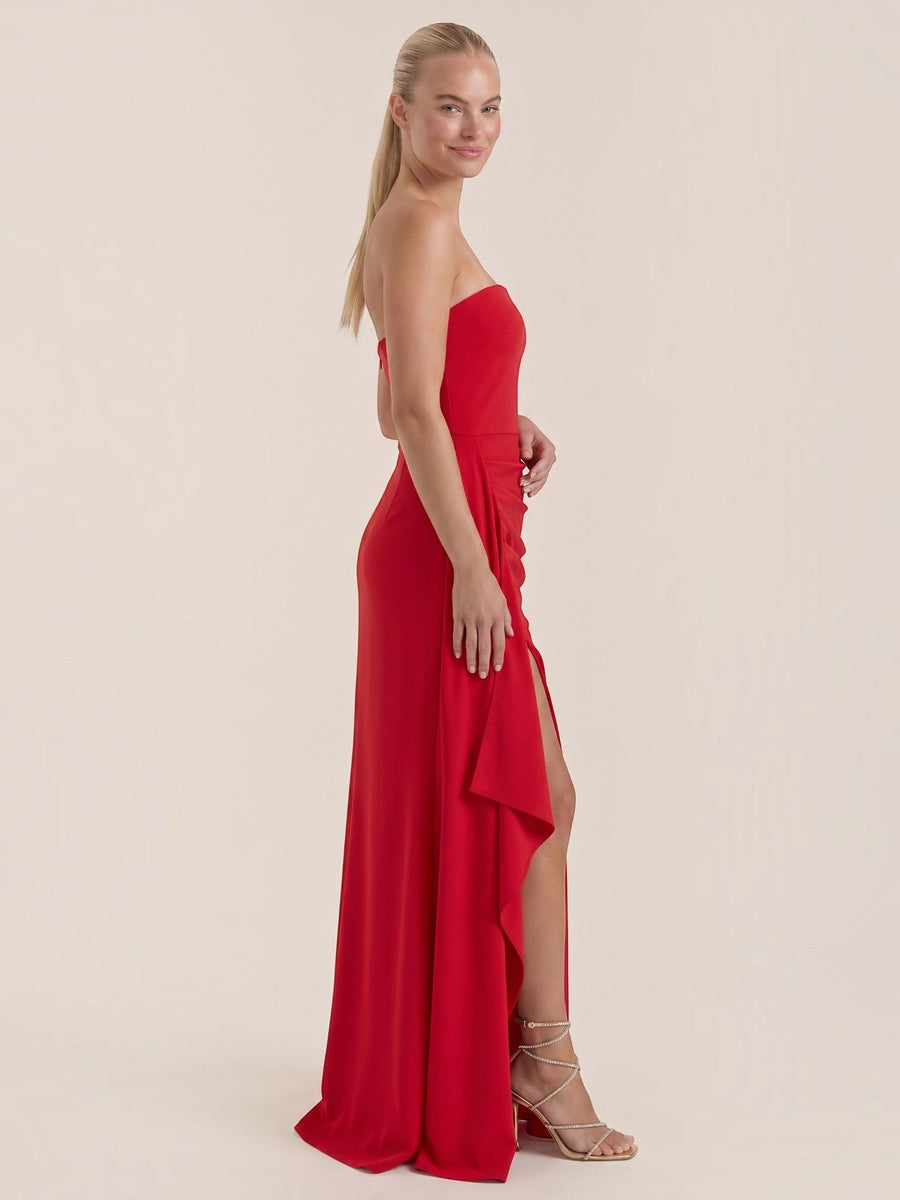 Sienna Strapless Maxi Dress with Ruffle Slit