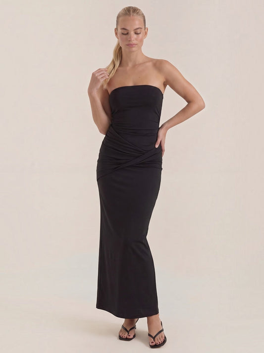 Quinn Strapless Wrap Front Maxi Dress
