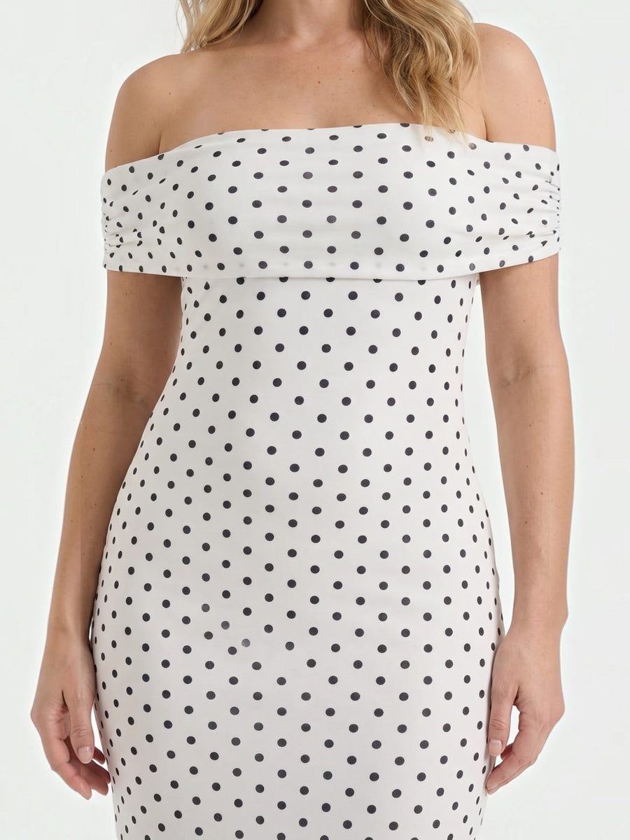 Ziah Off Shoulder Polka Dot Maxi Dress