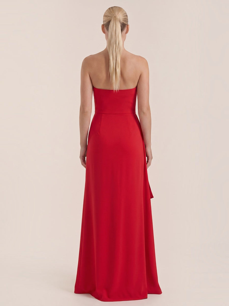 Sienna Strapless Maxi Dress with Ruffle Slit