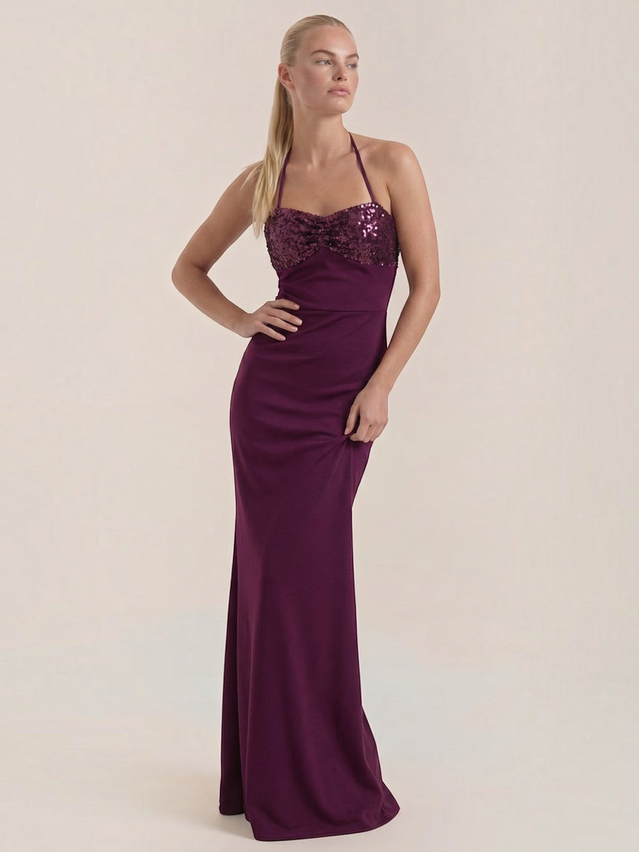 Sierra Sequin Bodice Sweetheart Maxi Gown
