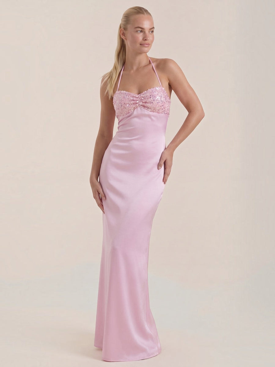 Sierra Sequin Bodice Sweetheart Maxi Gown