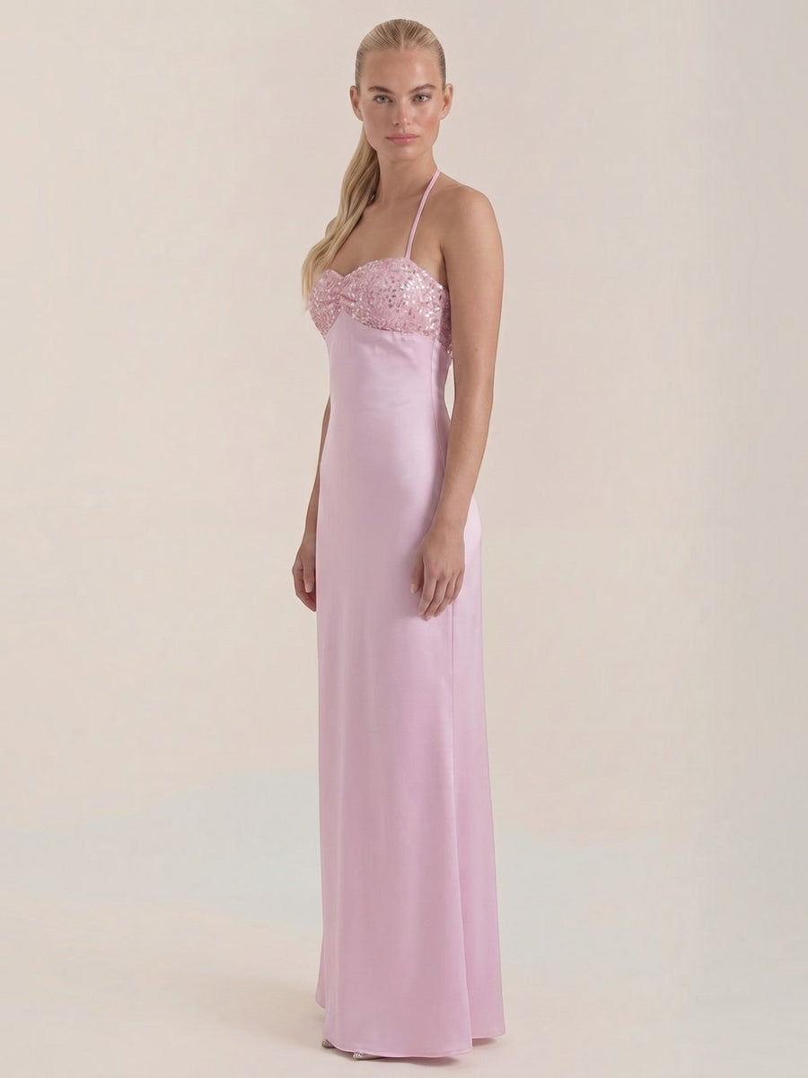 Sierra Sequin Bodice Sweetheart Maxi Gown