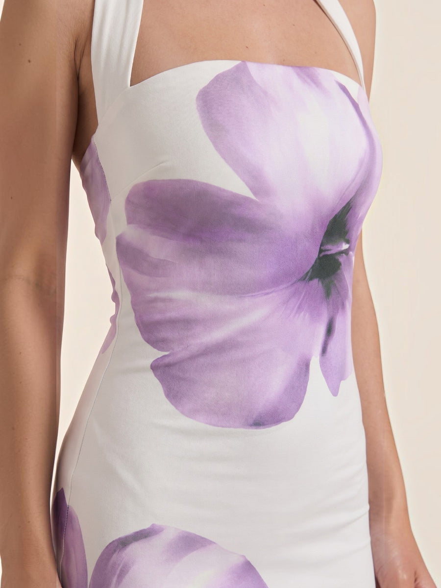 Remi Floral Halter Neck Open Back Maxi Dress