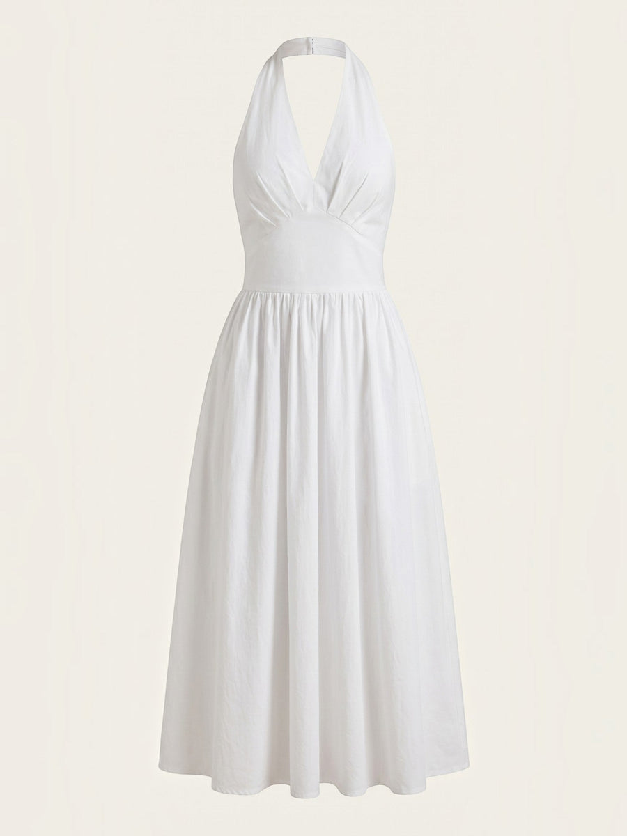 Harlow Halter Neck Pleated Midi Dress