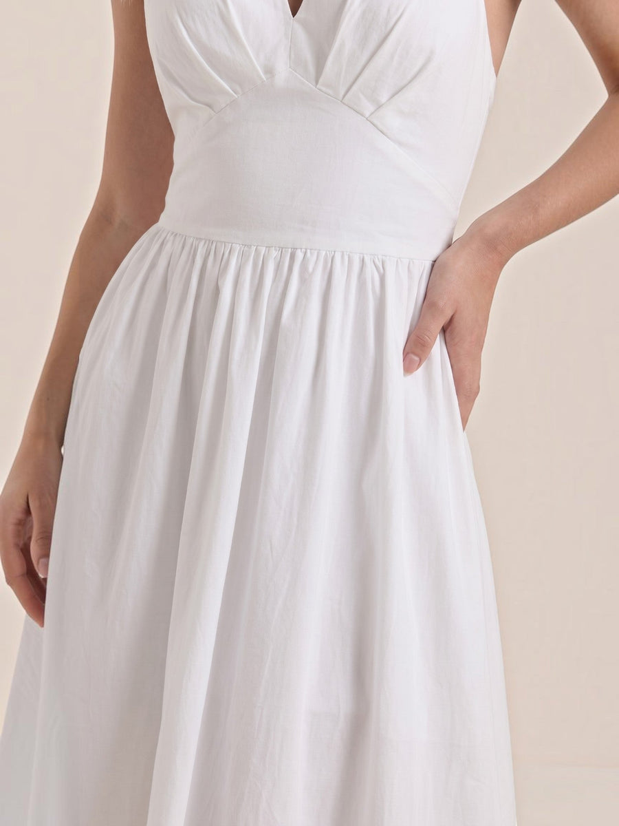 Harlow Halter Neck Pleated Midi Dress