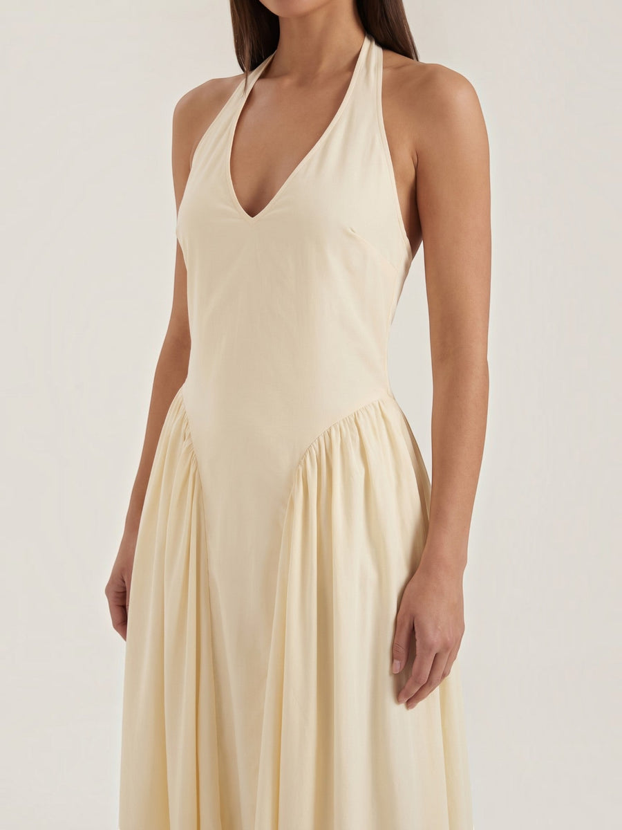 Kiara Halter Neck Drop Waist Midi Dress