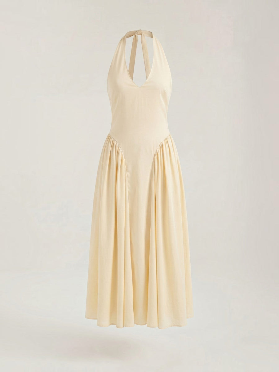 Kiara Halter Neck Drop Waist Midi Dress
