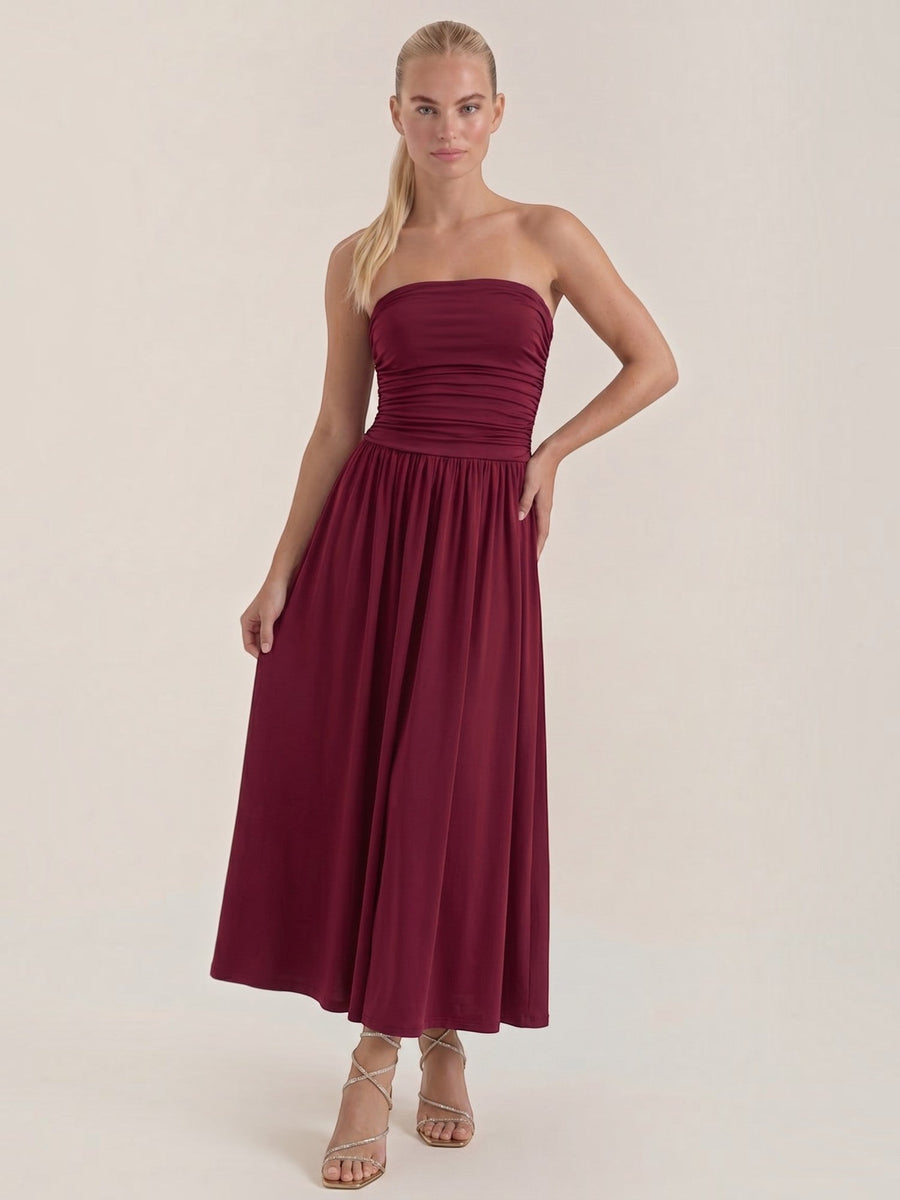 Keira Strapless Drop Waist Maxi Dress