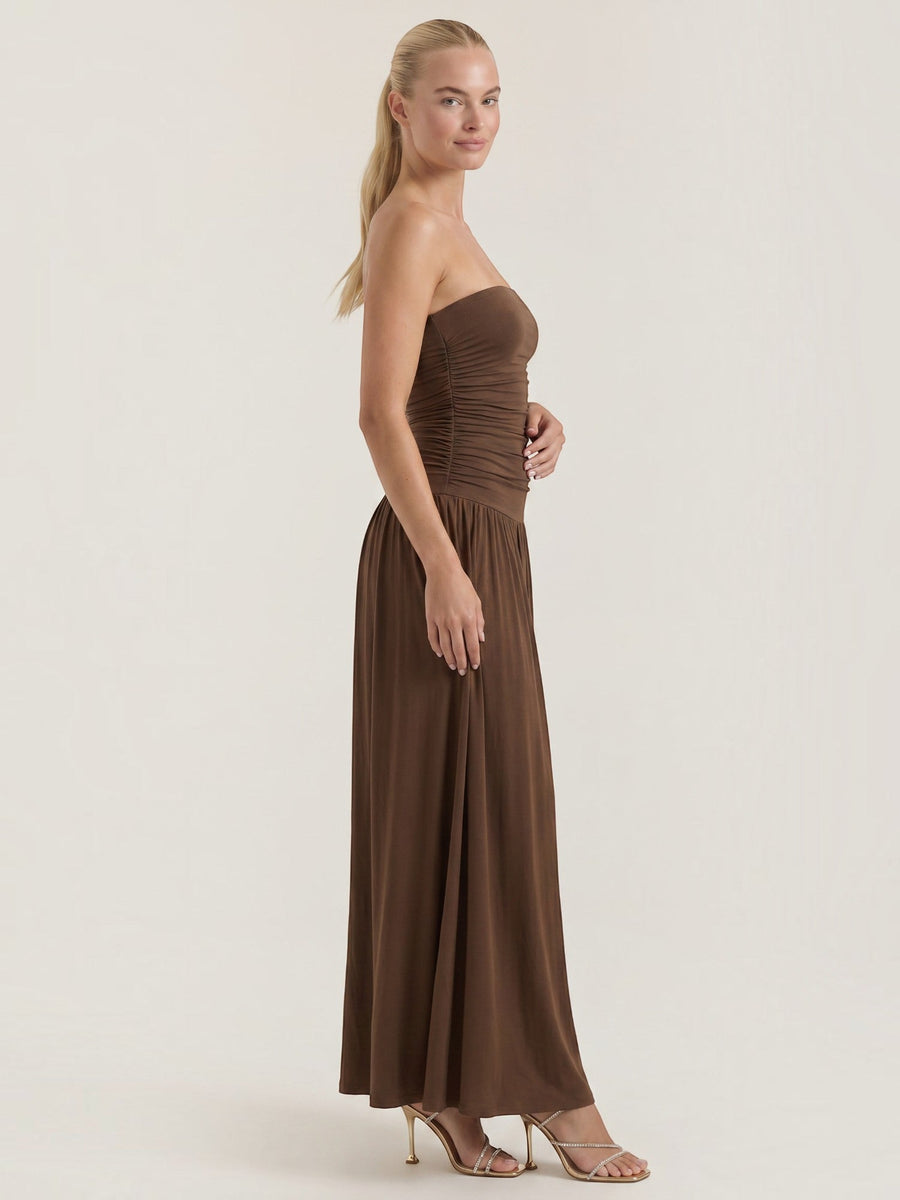 Keira Strapless Drop Waist Maxi Dress