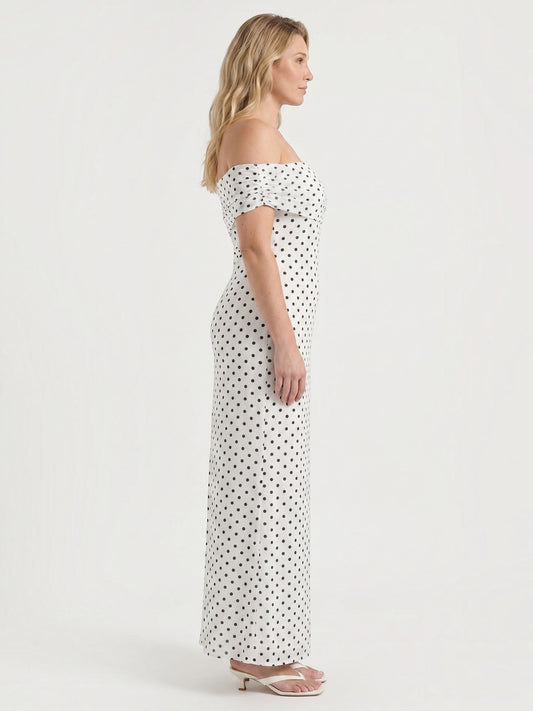 Ziah Off Shoulder Polka Dot Maxi Dress