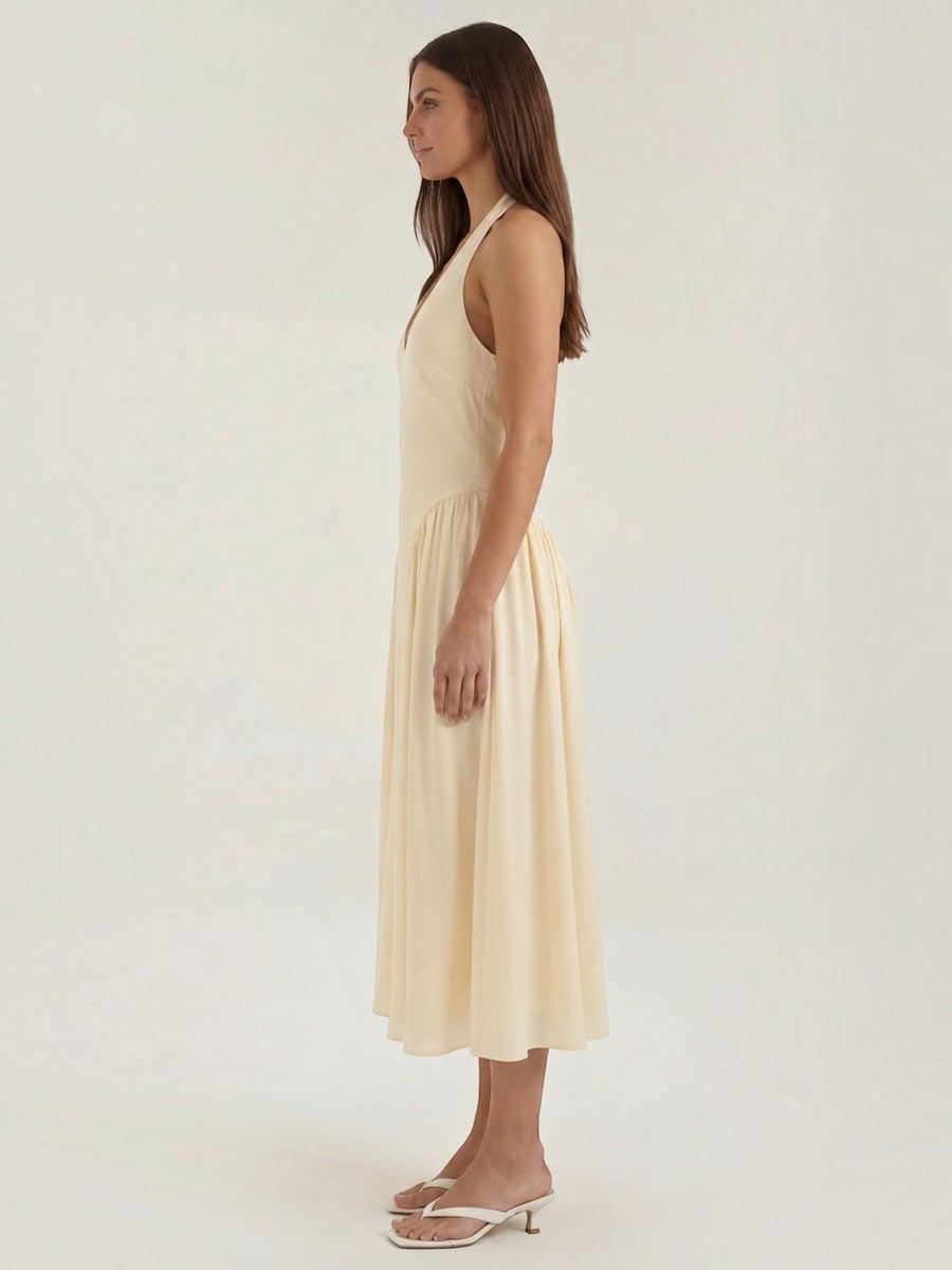 Kiara Halter Neck Drop Waist Midi Dress