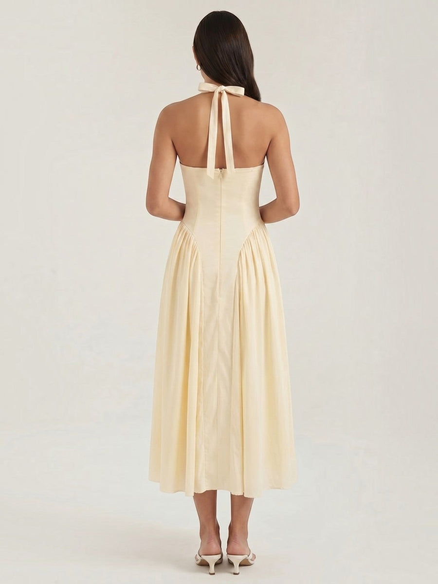 Kiara Halter Neck Drop Waist Midi Dress