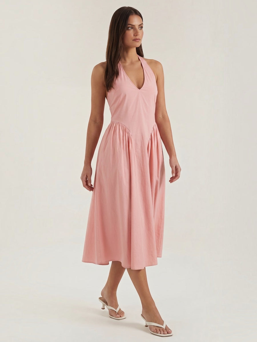 Kiara Halter Neck Drop Waist Midi Dress
