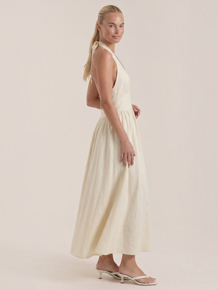Harlow Halter Neck Pleated Midi Dress