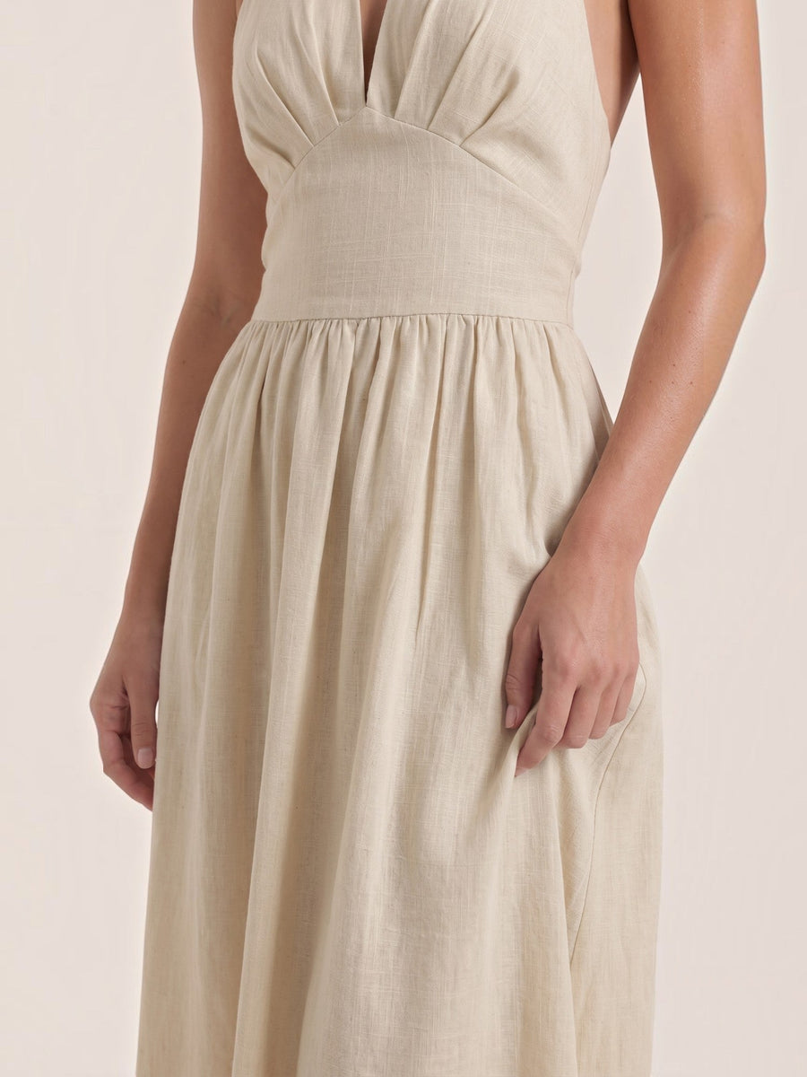 Harlow Halter Neck Pleated Midi Dress