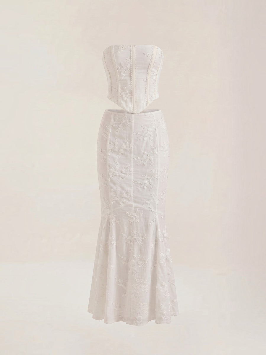 Anastasia Lace Corset Style Two Piece Maxi Dress