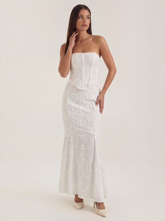 Anastasia Lace Corset Style Two Piece Maxi Dress