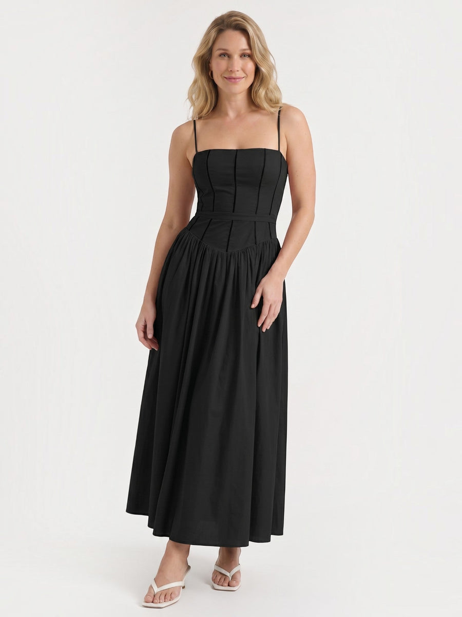 Celia Corset Style Broderie Midi Dress