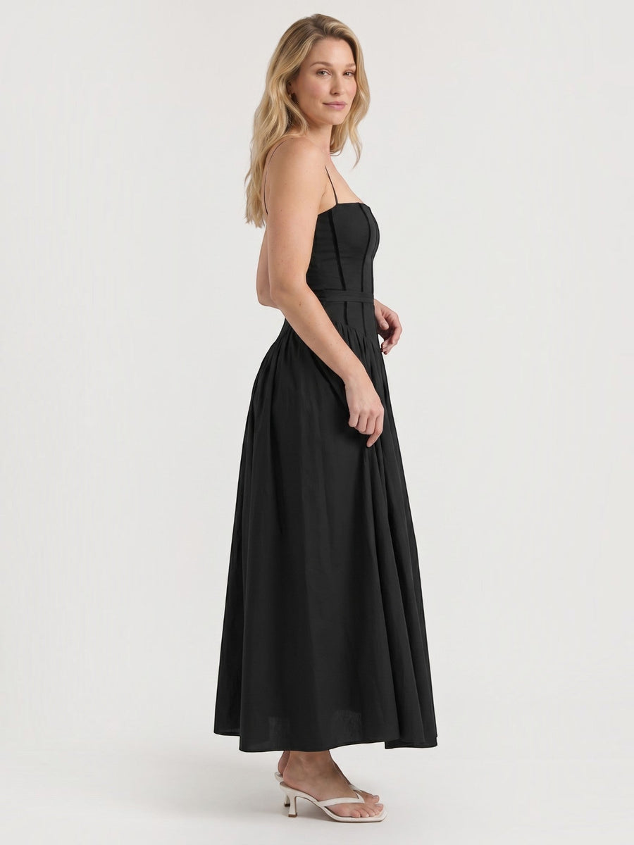 Celia Corset Style Broderie Midi Dress
