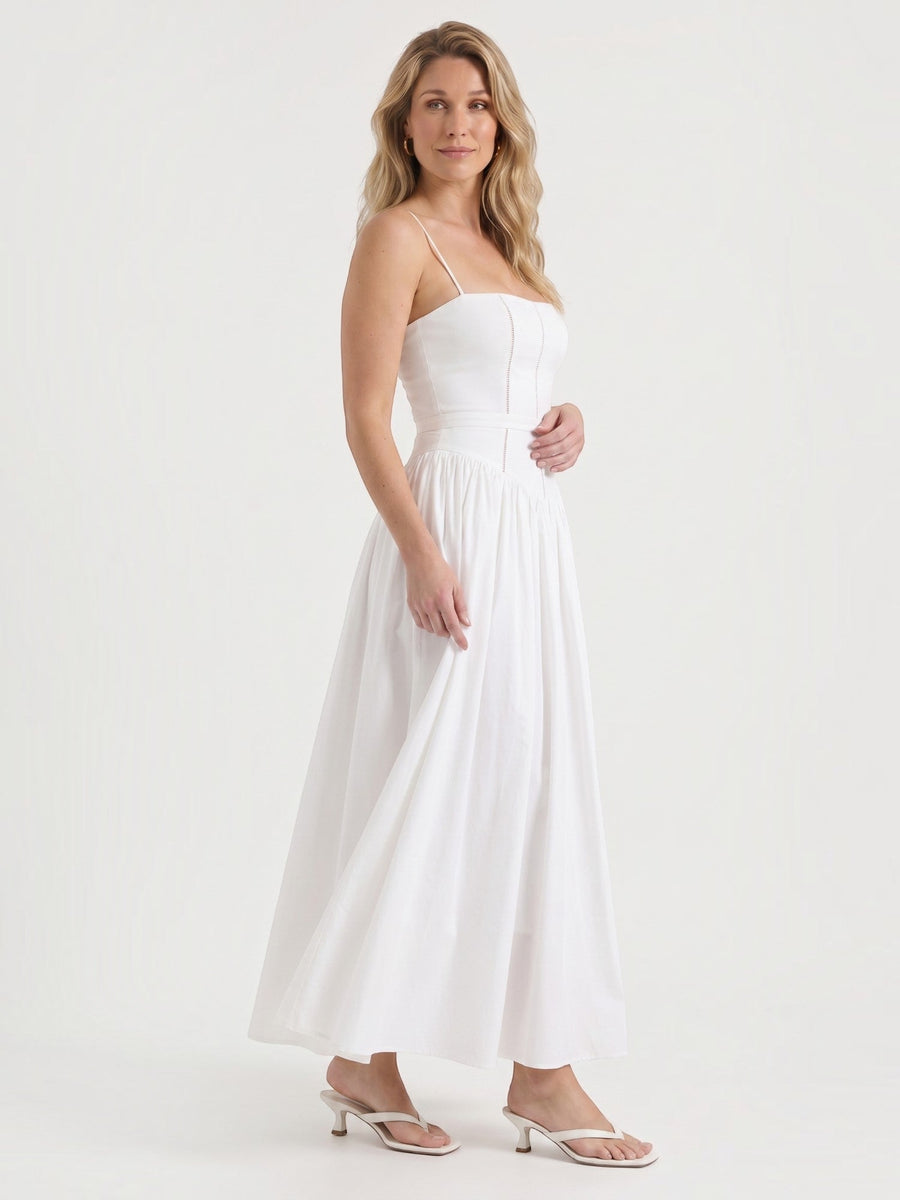 Celia Corset Style Broderie Midi Dress