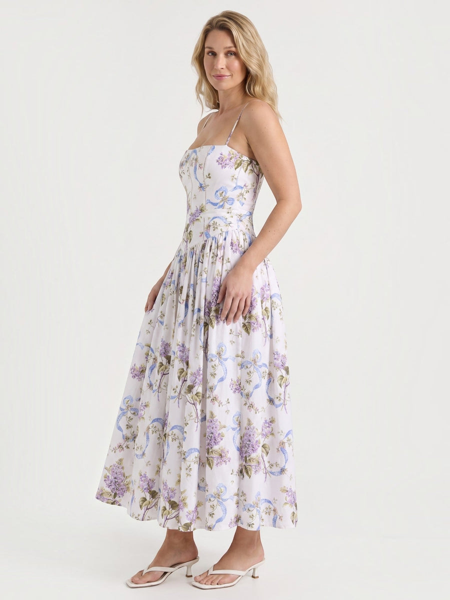 Celia Corset Style Broderie Midi Dress