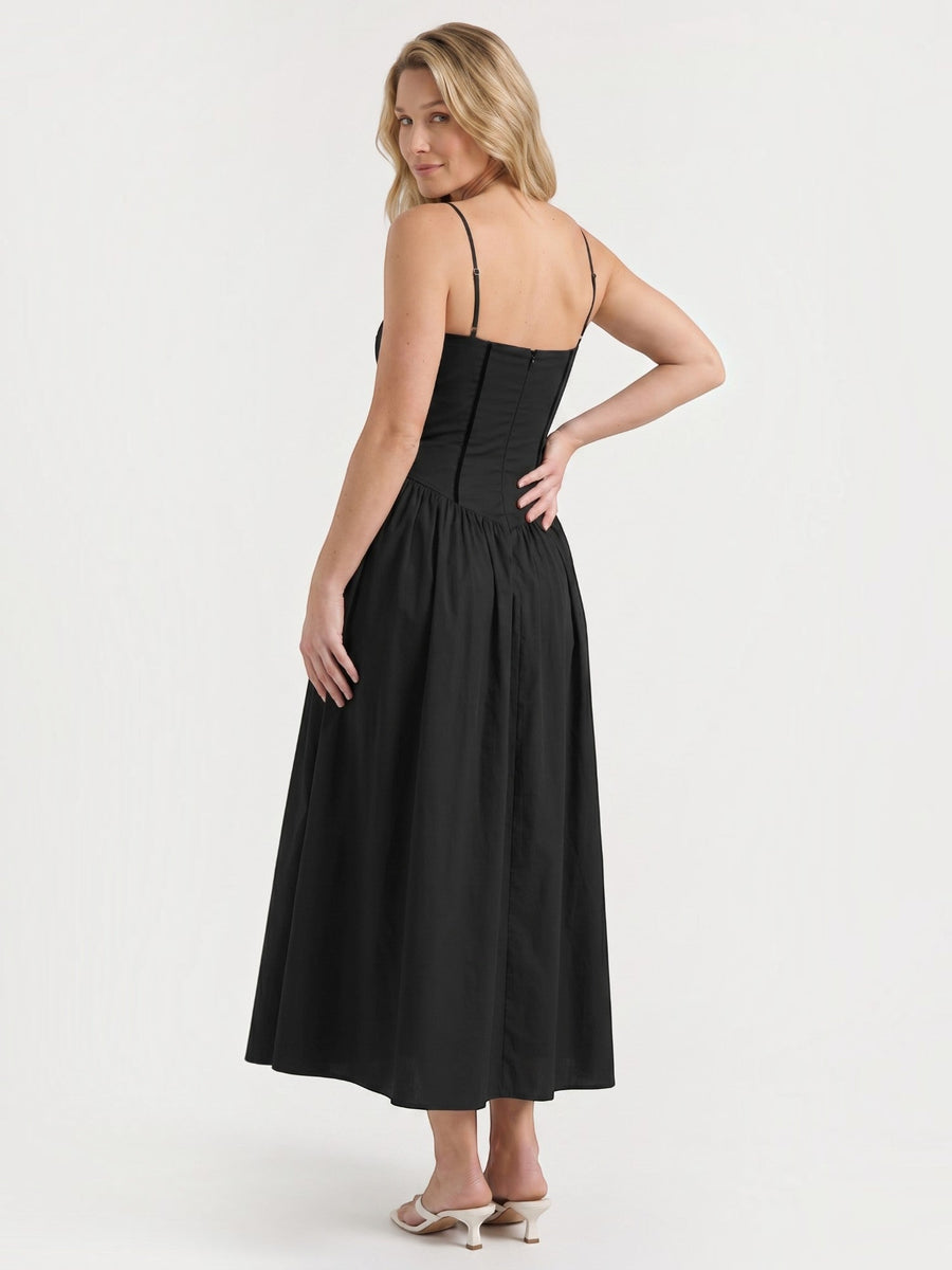 Celia Corset Style Broderie Midi Dress