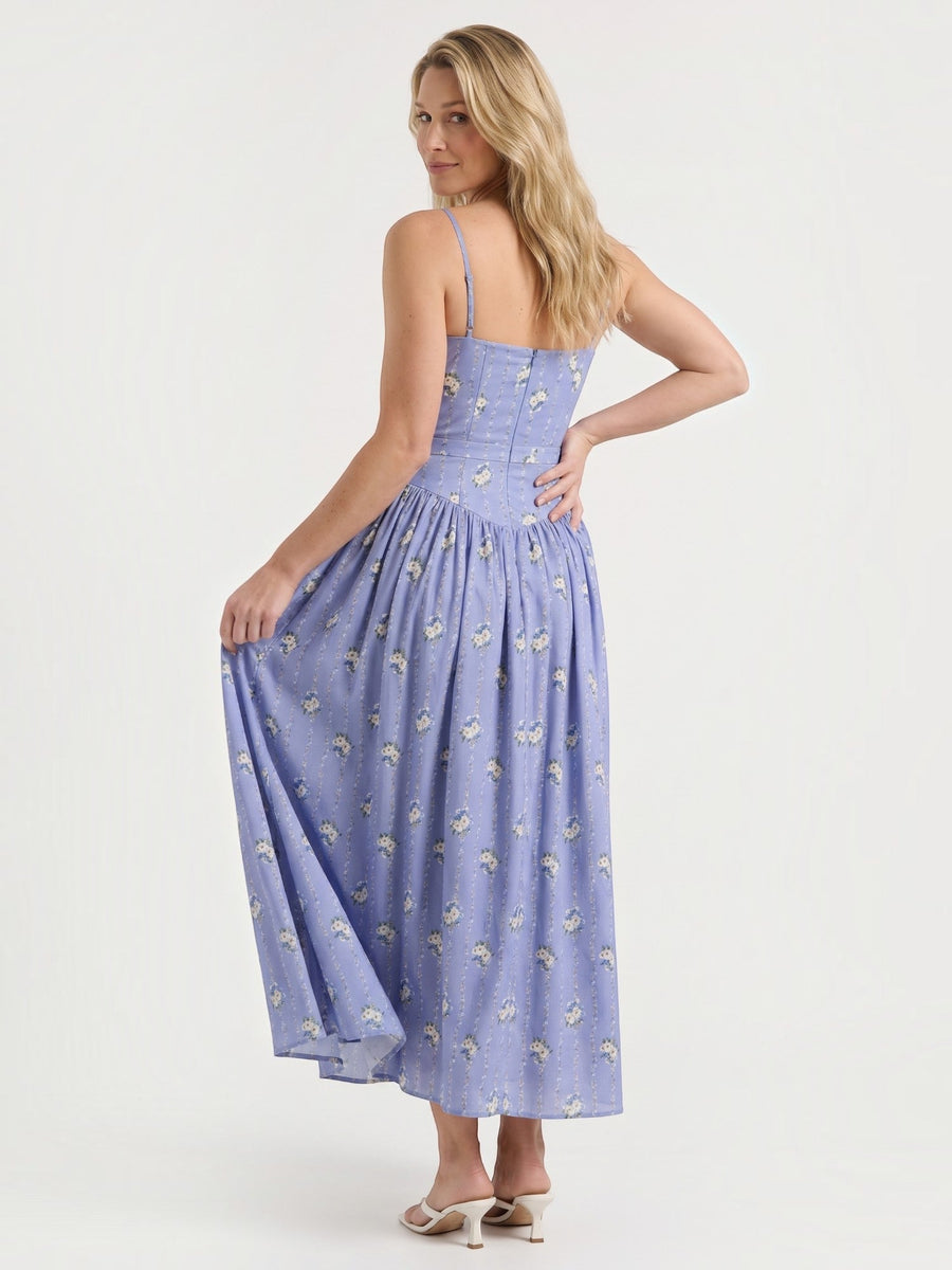 Celia Corset Style Broderie Midi Dress
