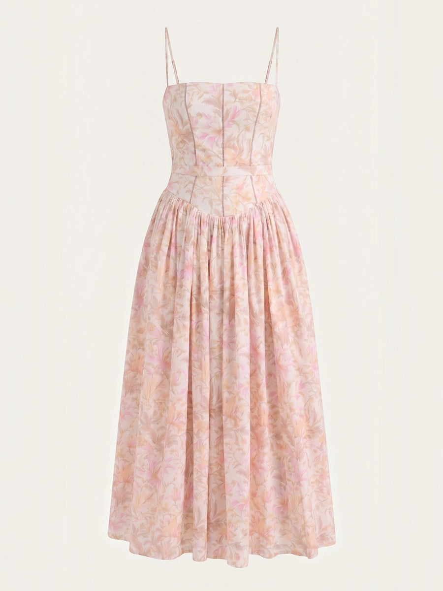 Celia Corset Style Broderie Midi Dress