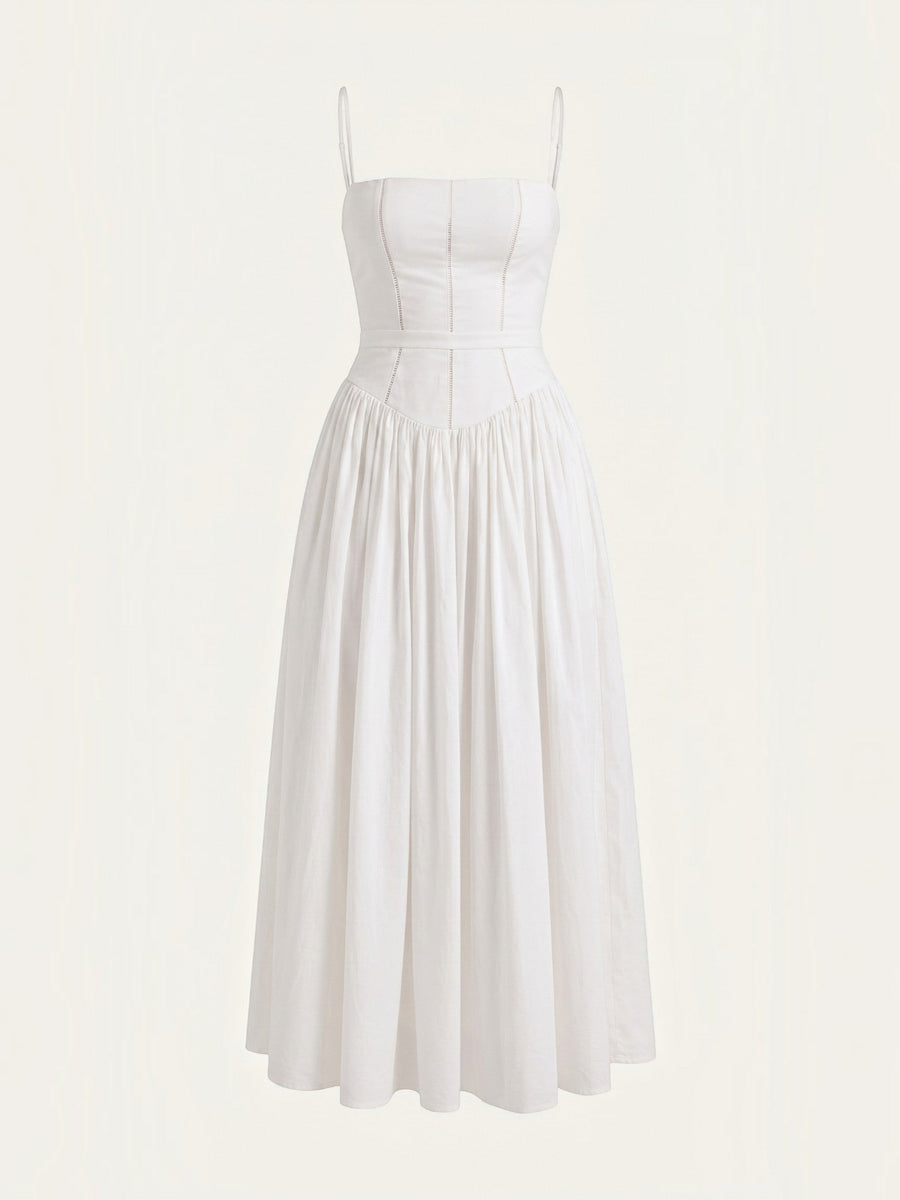 Celia Corset Style Broderie Midi Dress