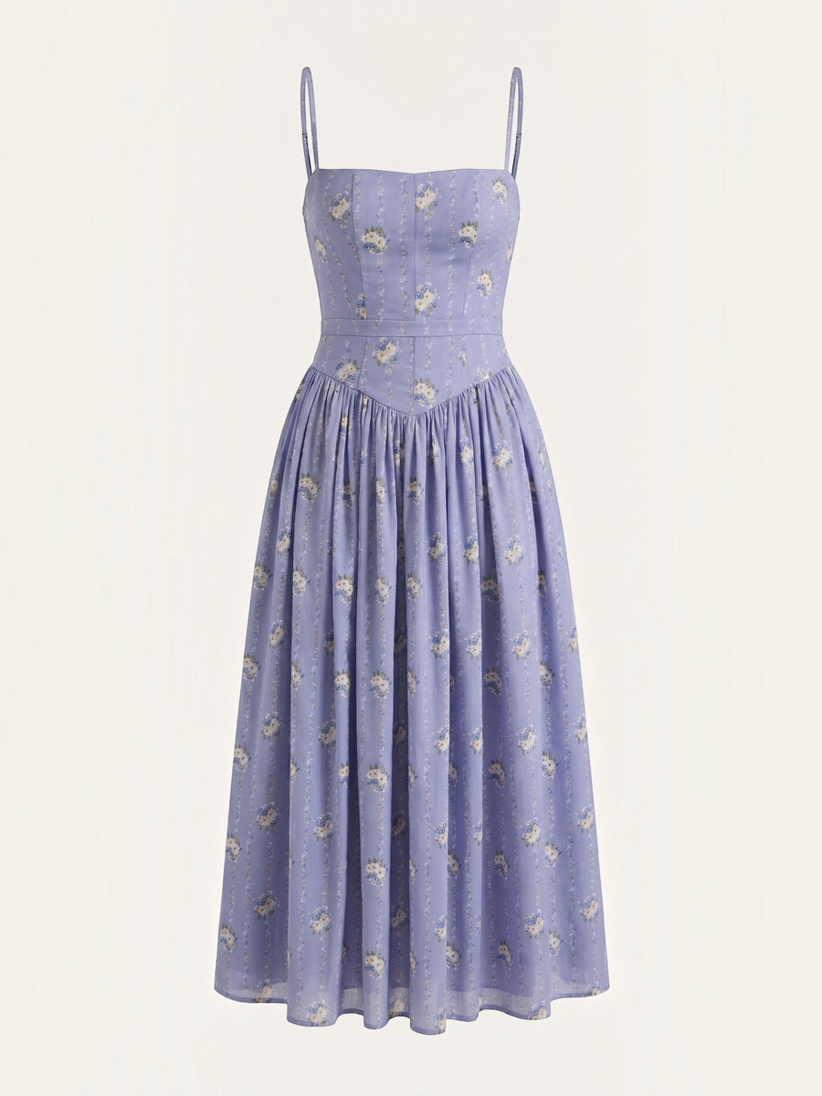 Celia Corset Style Broderie Midi Dress
