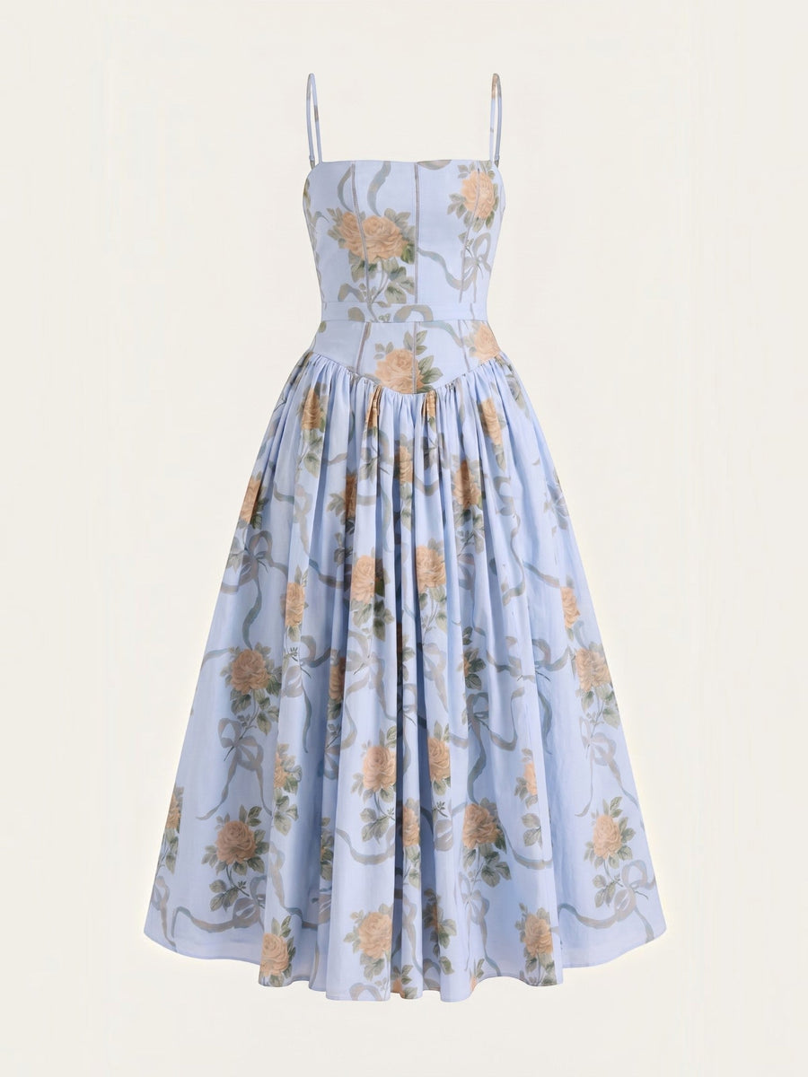 Celia Corset Style Broderie Midi Dress