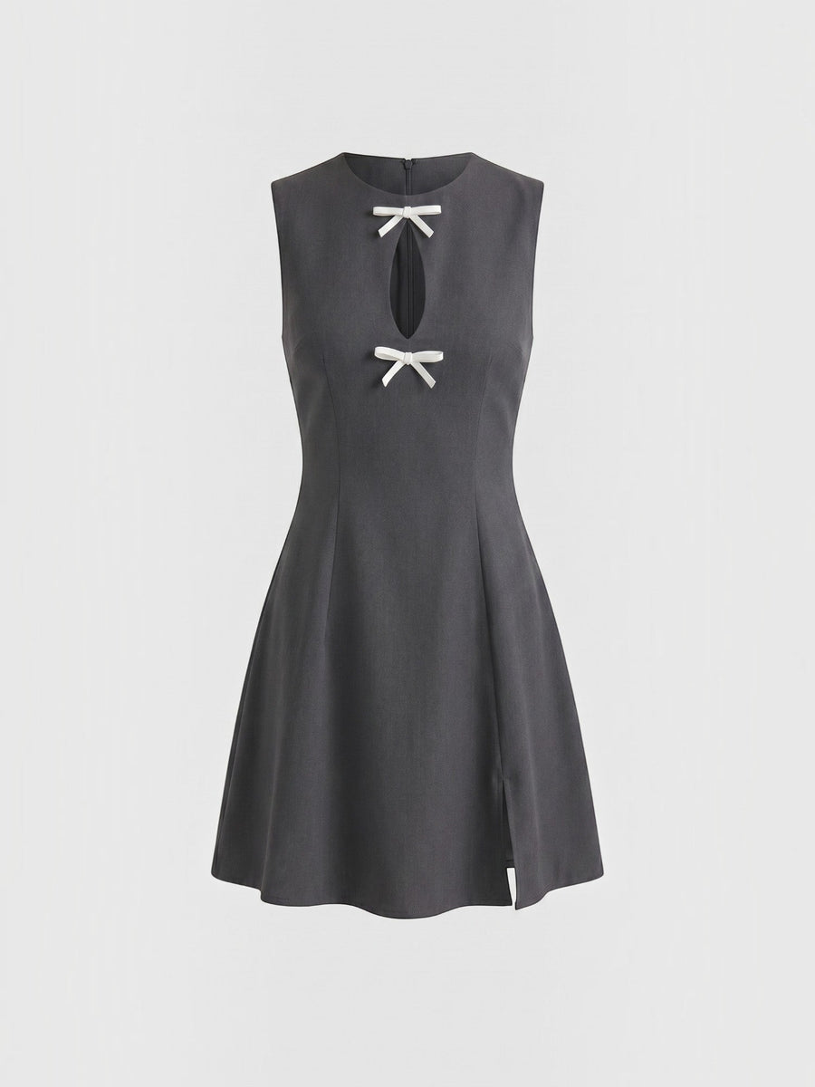 Priscilla Contrast Bow A Line Mini Dress